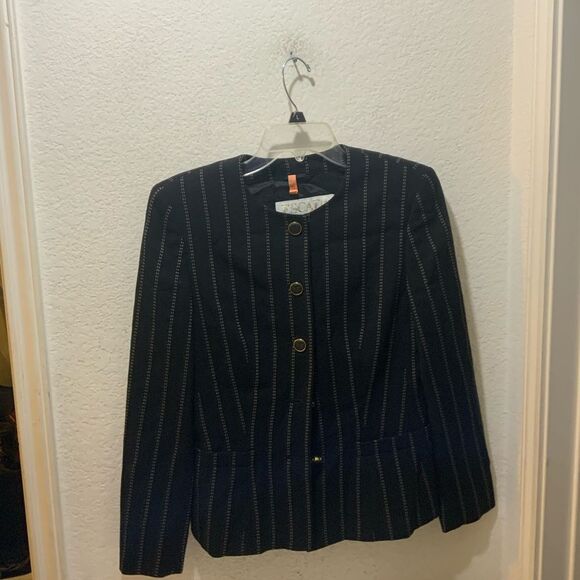 Vintage Escada Margaretha Ley Pin stripes virgin Wool Jacket blazer only 36 - Picture 5 of 11